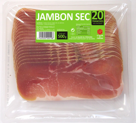 Jambon sec avec intercalaires