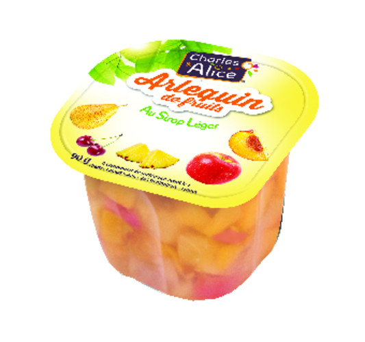 Arlequin de fruits au sirop