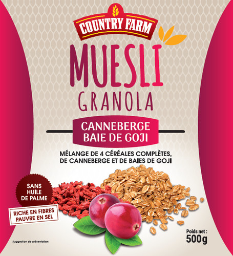 Muesli granola canneberge