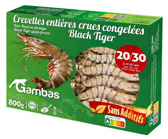 Crevettes entières crues black