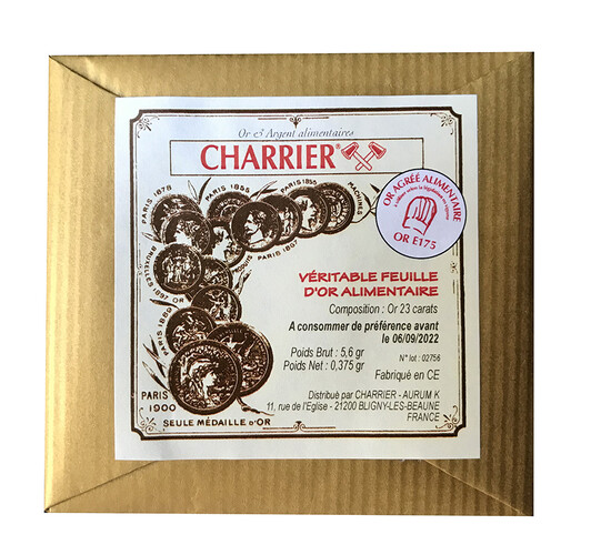 Feuille or alimentaire E175