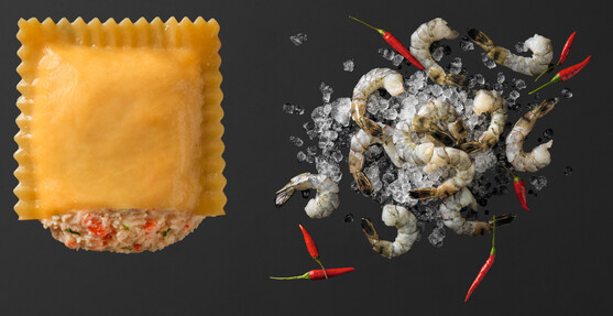 Gran raviolo gambas et piment