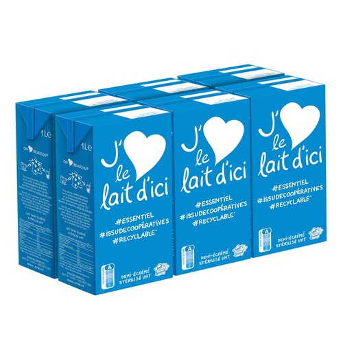 LAIT 1/2 ECREME UHT BRICK 1 L