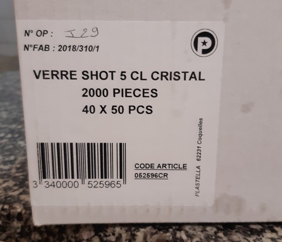 2000 MINI VERRES SHOT PS 5CL  