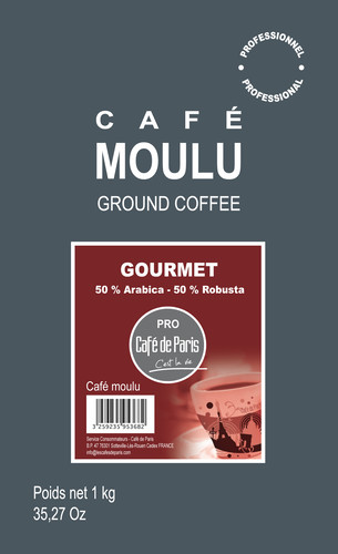 Café moulu gourme 50% arabica 50% robusta 