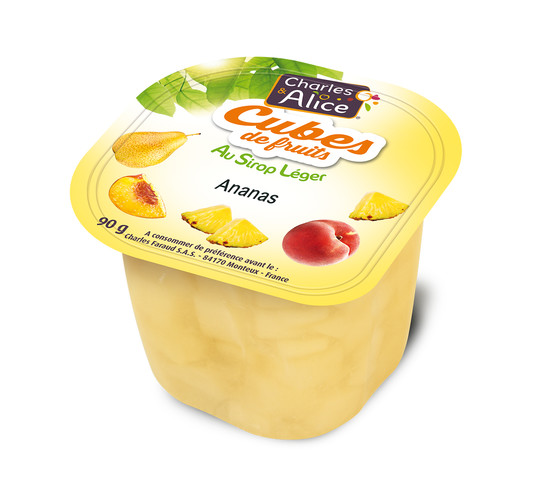 Ananas cube coupelle de 100 g colis de 120