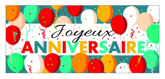 Décors en azyme joyeux anniversaire rectangle de 90 x 40mm