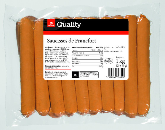 Saucisse de Francfort boyau collagène pièce de 50 g