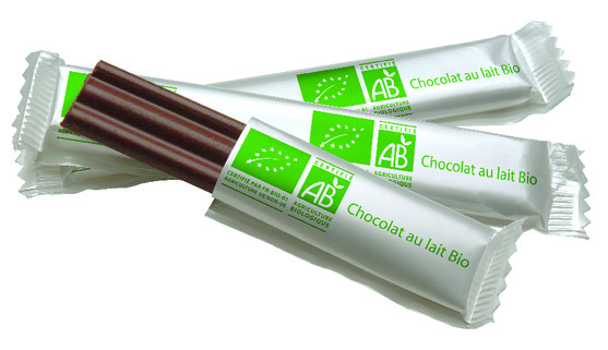 Bâton chocolat lait s/cello ecocert bio 