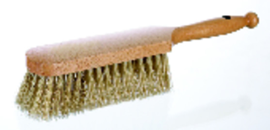 Brosse hollandaise en soies blanches avec manche en bois