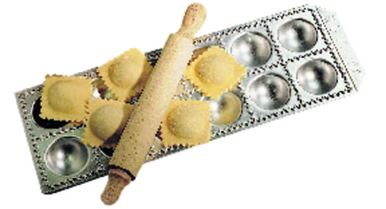 Plaque 12 raviolis ronds diamètre 30 / 52 x 52 mm. 