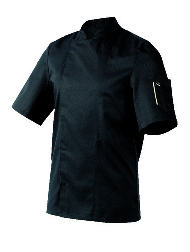 Veste cuisinier nero manches courtes polyester et coton noir taille 0