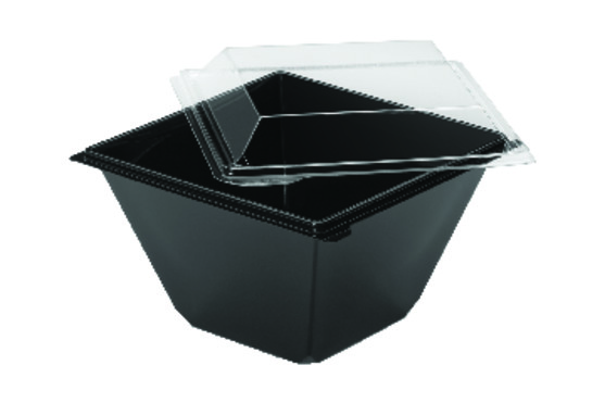 Kit pot à salade noir contenance : 750 cc + couvercle transparent
