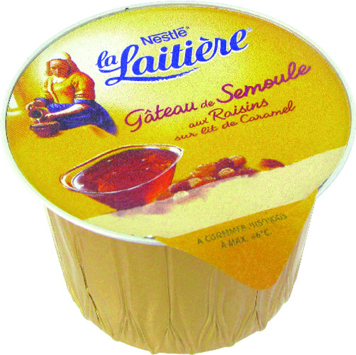 Gateau de semoule aux raisins sur lit de caramel pot de 100 g