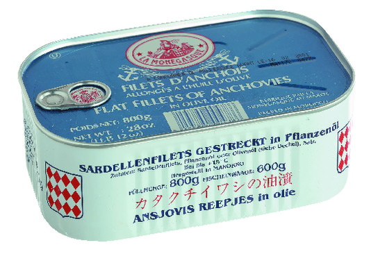 Filets d'anchois allongés à l'huile d'olive 