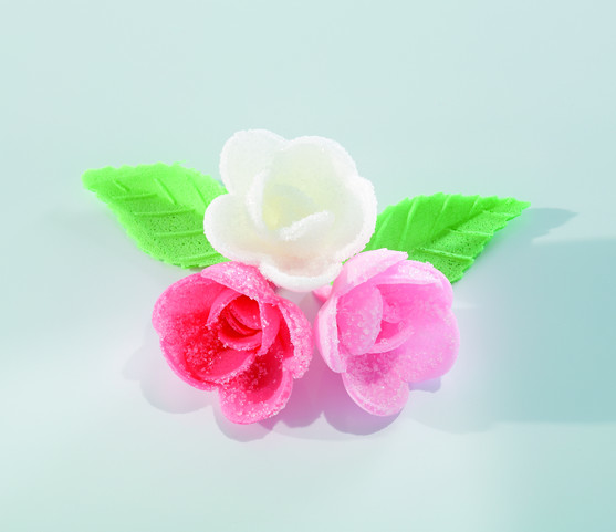 Bte 60 mini roses assorties en sucre cristalise 