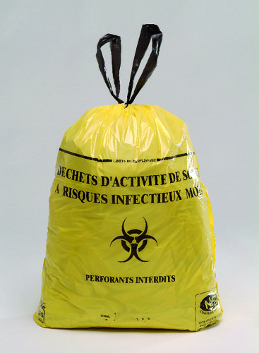 Sac poubelle jaune 50 l spécial hôpital - 54 m fermeture coulissante