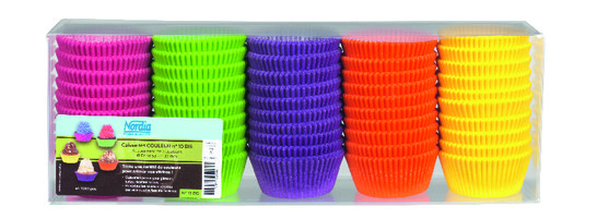 Caissette N°1201F70 fuschia-vert anis-violet mandarine-canari