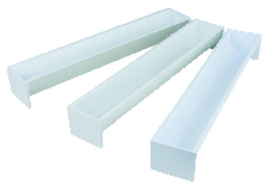Gouttière demi-cercle à bûche en polystyrène, étanche à côtes dim. 470 x 65 x 40 mm