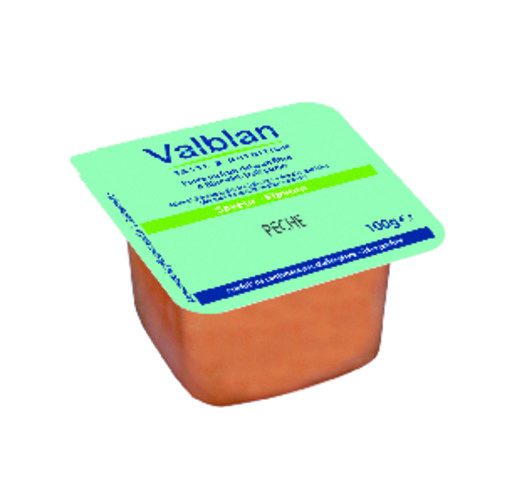 Purée de fruit riche en fibres peche barquette de 100 g
