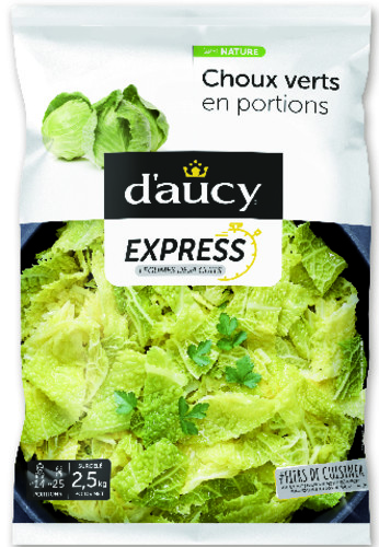 Choux vert émincé cuit iqf  