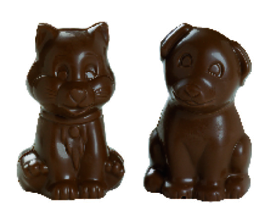 Plaque 2 chiots pour chocolat dimension 88 x 55mm 4 empreintes pour 2 moulages