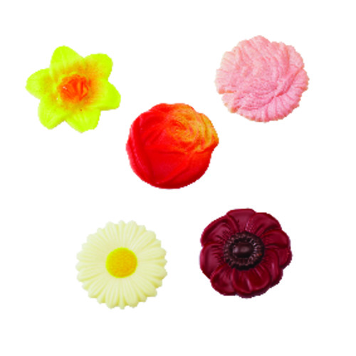 Plaque 20 fleurs assorties 5 motifs pour décoration 6g dimension 31 x 20mm