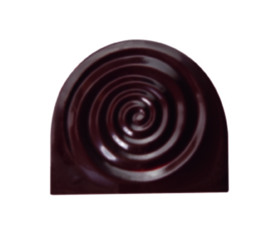 Embout bûche relief spirale chocolat noir 70 x 79mm - arrondi