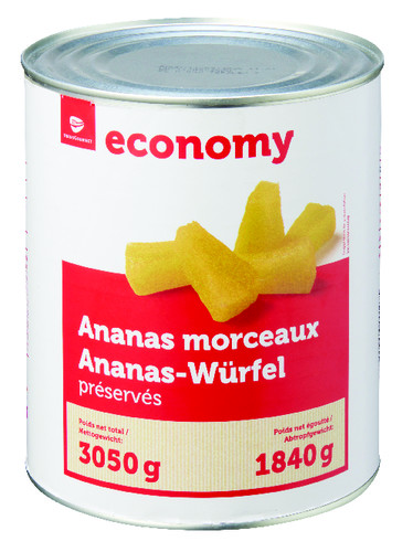 Ananas morceaux préservés boîte 3/1 