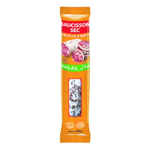 Saucisson sec nature à la volaille & boeuf halal 