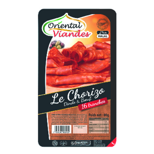 Chorizo boeuf & volaille 16 tranches halal 