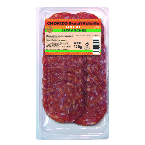 Chorizo boeuf et volaille 30 tranches - halal 