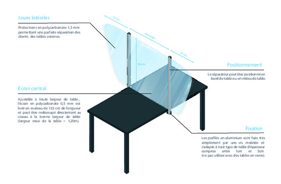 Séparateur de table dim. 100 x 60 x 10 