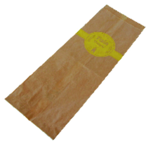 Sac à pain coupé n°1 kraft brun-imprimé jaune 120+100x340mm