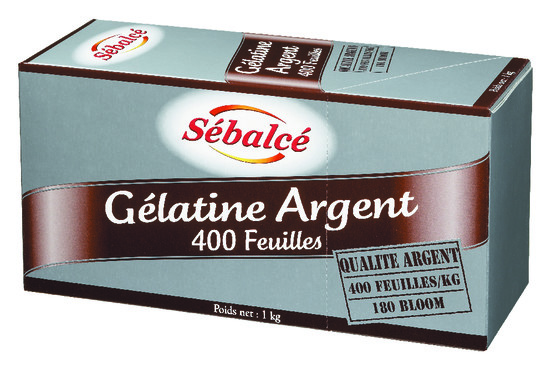 Gélatine argent 400 feuilless 180 bloom origine porcine