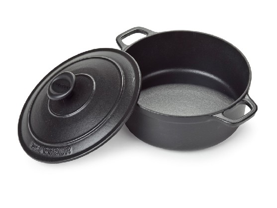 Cocotte noire ronde avec couvercle, cont. 1,8 lt diam. 180 x h. 90mm