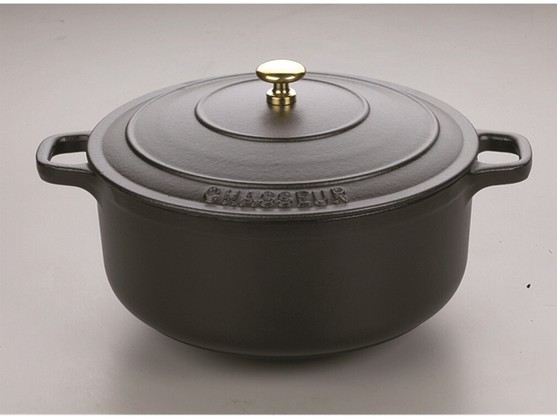 Cocotte noire ronde avec couvercle, cont. 2,5 lt diam. 200 x h. 95mm