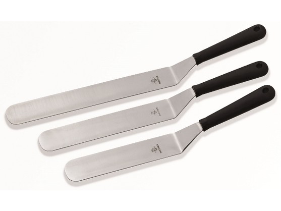 Palette-spatule coudée chef en inox, manche surmoulé hygénique et stérilisable