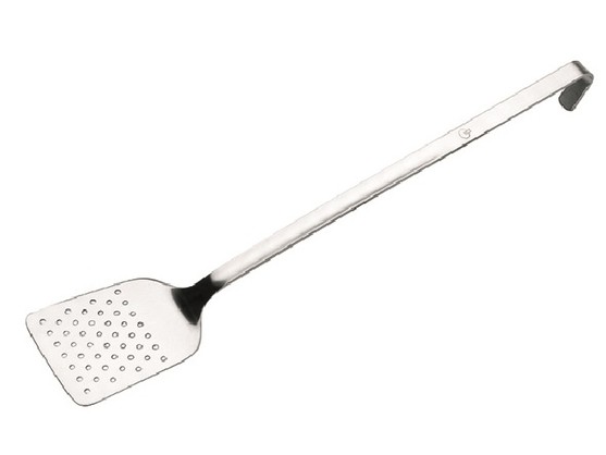 Spatule ajourée de cuisine en inox long. 350mm