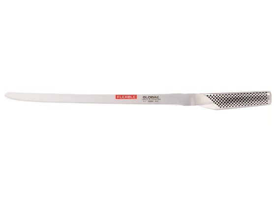 Couteau à jambon/saumon gf10 lame étroite alvéolée en inox long. 310mm