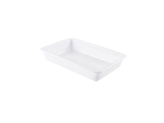 Bac alimentaire rectangulaire plat, blanc en polyéthylène, haute densité, cont. 10 clt