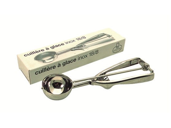 Cuillère à glace ronde avec pince en inox, portion 1/16 -diam. 59mm