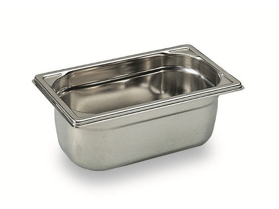 Bac gastronorme 1/4 en inox plein sans anse p. 55mm - cont. 1,5 clt