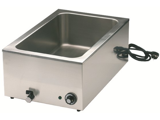 Bain-marie électrique GN 1/1 avec vidange en inox dimension 620 x 370 x h. 235mm