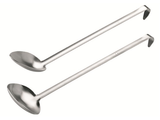 Cuillère à ragout droite en inox, qualité extra-forte long. 370mm