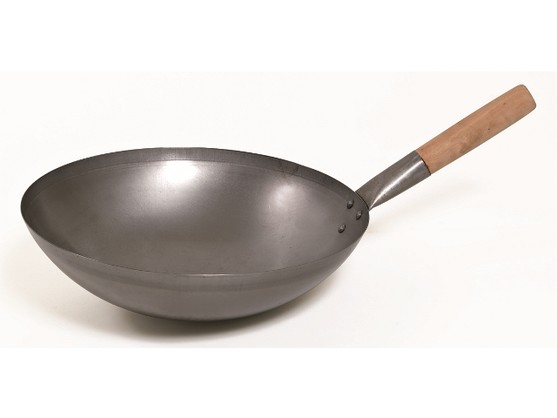 Wok acier d350mm manche bois  