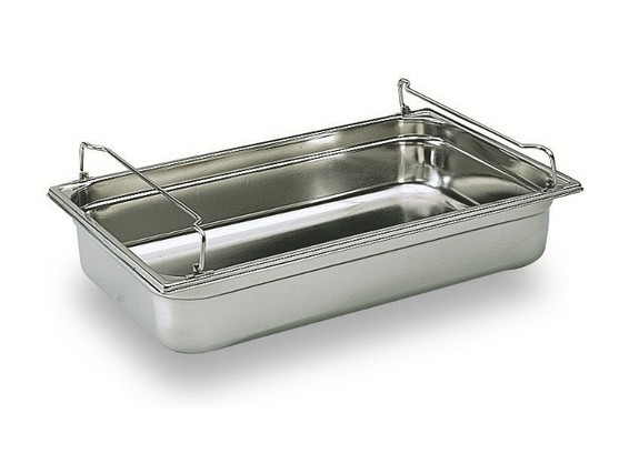 Bac gastronorme 1/1 en inox plein avec anses panier p. 150mm - cont. 20 clt