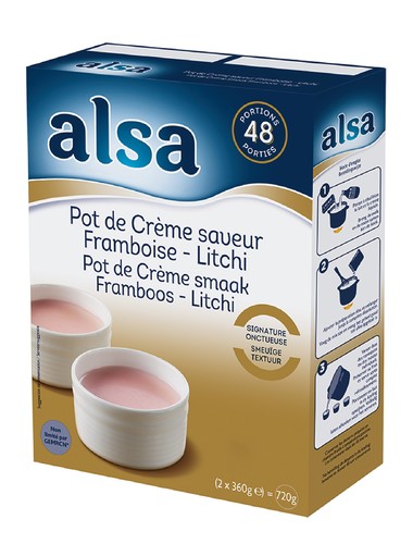 Pot de creme saveur framboise litchi pour 48 portions 