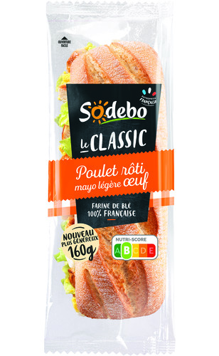 Sandwich le classic baguette au poulet rôti oeuf mayonnaise légère