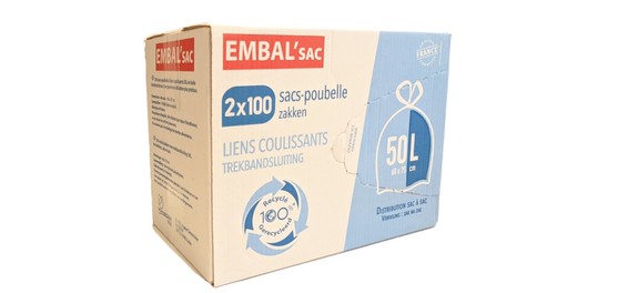 Sac poubelle coulissant en boite distributrice 50 litres 